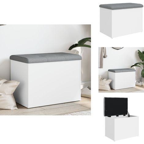 Banc de rangement blanc 62x42x45 cm bois d'ingénierie - Meuble De Rangement - Banc Coffre - Banc Design - Banc Intérieur - Banc Moderne