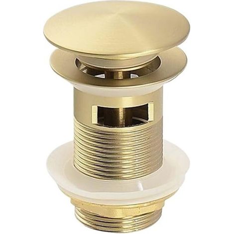 Bouchon de vidange escamotable pour lavabos, accessoires de salle de bain en or brossé (1/5)