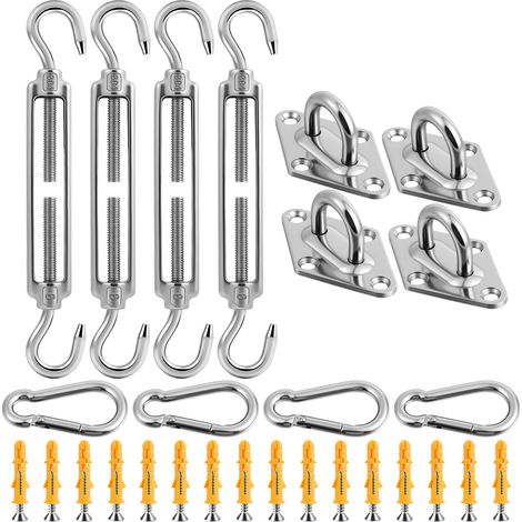 M6 Tendeur Cable Acier Inoxydable, 44Pcs Kit de Fixation pour auvent de Jardin, Tendeur Fil Crochet Et Crochet, Réglable Polyvalent Tendeur Ridoir pour Pare-Soleil, Séchage des Vêtements, Tente