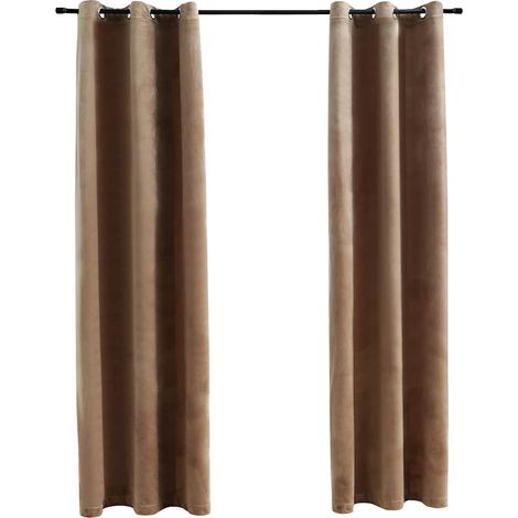 Rideaux occultants et anneaux 2 pcs beige 94x241 cm velours vidaXL (1/4)