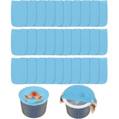 Écumoire de piscine, paquet de 30 sacs filtrants pour écumoire de piscine, sacs filtrants pour écumoire de piscine, adaptés aux paniers de piscine, bleus. (1/5)