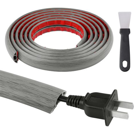 Passe-câbles Flexible pour Sol Autocollant, Protection de câbles de Sol en PVC, Cache-câbles, Passe-câbles, pour la Maison, Le Bureau, l'entrepôt (Grain de Bois) (1/5)