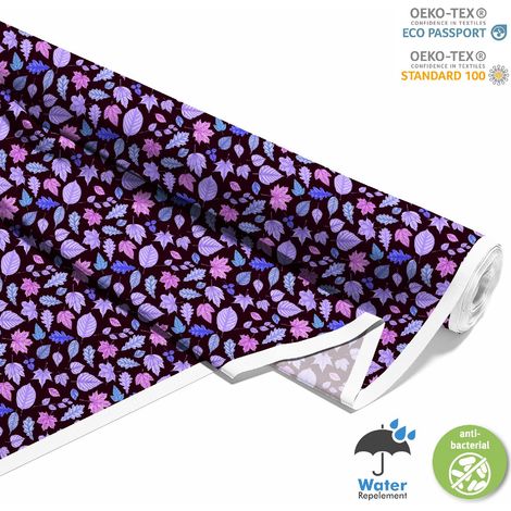 Outdoor dekostoffe oxford - Motiv Blätter in Violetttönen (1/5)