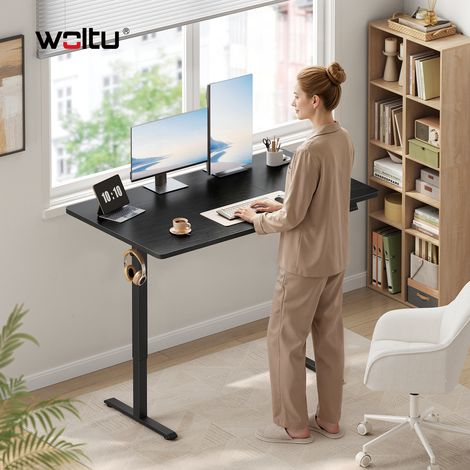 WOLTU Höhenverstellbarer Schreibtisch Elektrisch, 140x60 cm Computertisch mit Memory-Funktion, Kollisionsschutz Leise, 80kg Tragkraft, für Homeoffice Schlafzimmer Wohnzimmer, Schwarz (1/5)