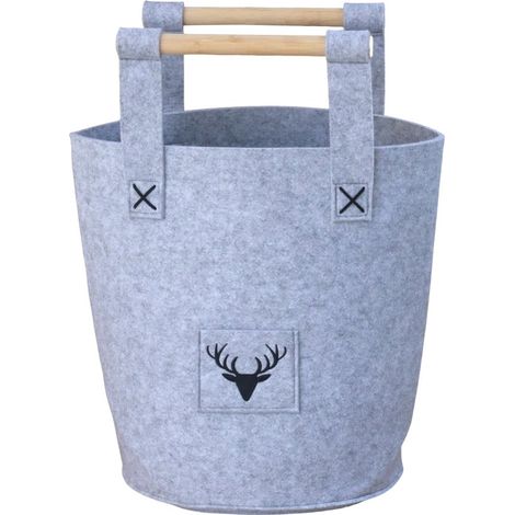 TrendLine Holzkorb Filz Ø 28 x 35 cm grau Korb