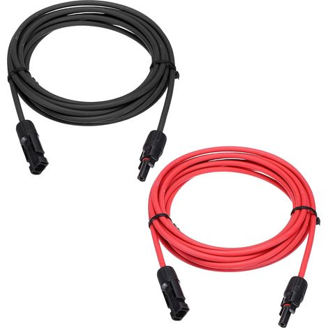 1 Paire Câble D'Extension Pour Panneau Solaire, 12AWG 1000V Mâle À Femelle Câble D'Extension Solaire Étanche, Câble Pour Panneau Solaire Pour RVs, Panneaux, Noir (1/5)