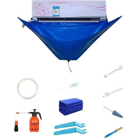 Kit di pulizia per condizionatori d'aria da 12 pezzi: panno Oxford impermeabile a doppia faccia, tubo flessibile da 2,4 m, per unità con circonferenza fino a 2,4 m. (1/4)