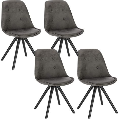 WOLTU 2 x Esszimmerstühle 2er Set Esszimmerstuhl, Sitzfläche aus Stoffbezug, Design Stuhl, Küchenstuhl, Holzgestell, Antiklederoptik Anthrazit (1/5)