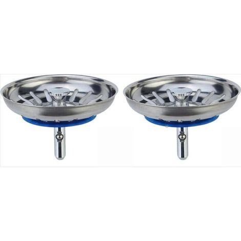 Bouchon Évier Cuisine Filtre avec Goupille Réglable - Universel Cuisine Bouchon Évier, Panier Crépine Pop-Up, Inoxydable, Compatible Lave-Vaisselle (84mm) (Lot de 2)