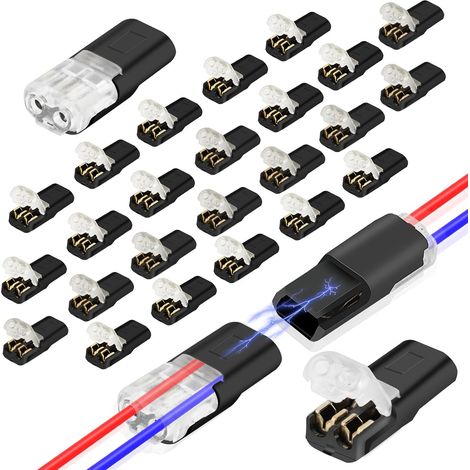 25pcs Connecteurs de Fil Basse Tension, Connecteur Enfichable à Deux Fils,Connecteur Electrique,Connecteur de Câblage à 2 Broches,Connecteur de Fiche