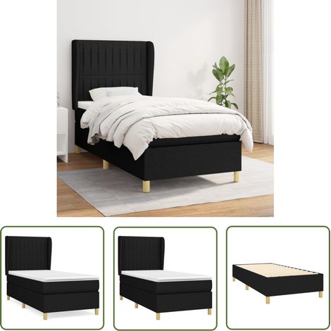 The Living Store Boxspringbett mit Matratze Schwarz 100x200 cm Stoff - Boxspringbett - Doppelbett - Bettenrahmen - Lattenrost - Matratze (1/5)