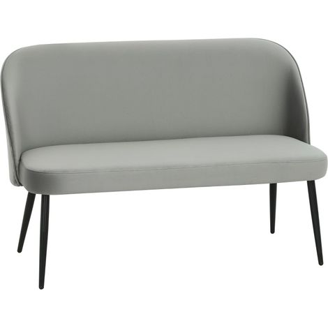 Canapé 2 places moderne en tissu velours gris, structure métal et bois, dossier ergonomique, pieds réglables, idéal pour salon, lecture ou chambre - CHICFURN (1/5)