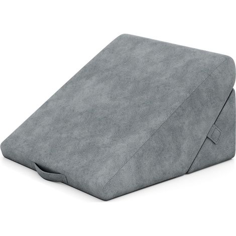 Oreiller pliable triangulaire 52 x 55 x 33 cm maintien cervical ultime design ergonomique en flanelle gris