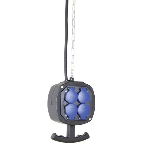 coffrets de prises suspendus - 8 prises 230 V / 16 A - câble 3 m H05VV-F 3G1,5 - boîtier plastique robuste - chaîne acier zinguée - Coffrets de chantier - Coffret Électrique - IP44, 60973 (1/2)