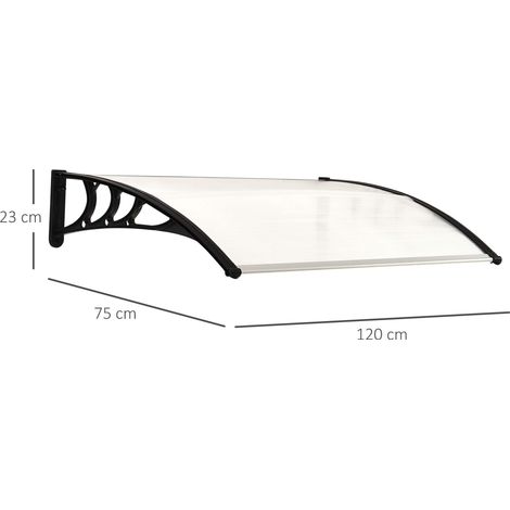 Auvent extérieur en polycarbonate étanche et anti-UV de 75 x 120 cm (pour portes ou fenêtres) (1/5)