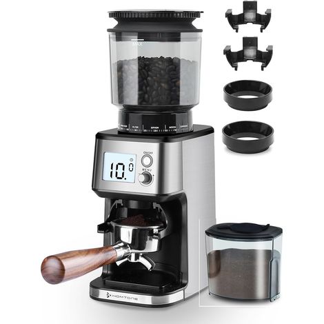 Moulin à Café Électrique à Meule Conique - Broyeur à café avec 51 Réglages de Mouture, Support Amovible, Récipient Inclus – Pour Espresso, Café Filtre, Infusion à Froid (1/5)