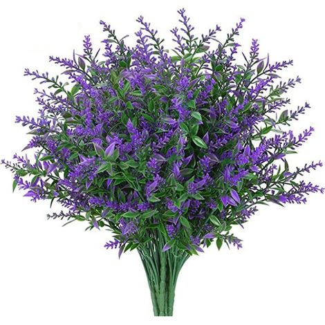 Faux Lavender - 8 Bouquets Fleur Artificielle Extérieure UV Résistant - Hauteur 38 Cm - Pour Jardin Terrasse Décoration Intérieure Extérieure (1/5)