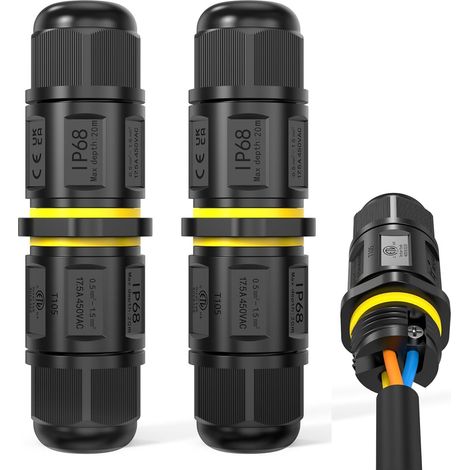 Wasserdichter IP68-Stecker für 5–9 mm Kabel, 3-polig, für den Innen- und Außenbereich