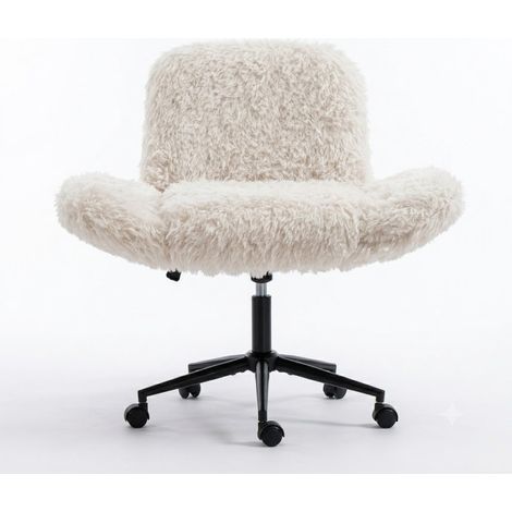 Bürostuhl Höhenverstellbar mit Klappbaren Armlehnen aus Stoff Beige (1/5)