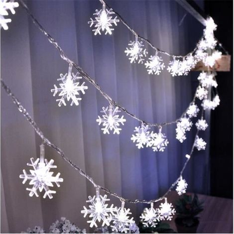 (Blanc)10 mètres 100LED lumières de Noël lampe de flocon de neige (1/4)