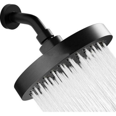 Soffione doccia effetto pioggia, rotondo da 15,24 cm in acciaio inox 304 con gel di silice anti-blocco (6" nero opaco) (1/5)