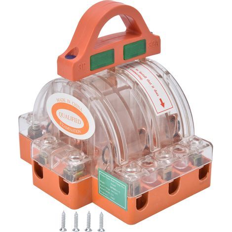 Dreipoliger Messerschalter, 380 V Wechselstrom, 32 A, mit LED-Anzeige, transparentes Kupfergehäuse, Doppel-Jet-Trennschalter (1/5)