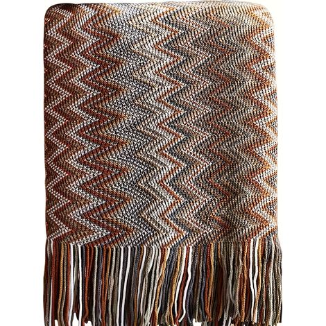 Couverture Bohème à Pompons – Jeté Polyvalent pour Canapé et Lit (1/4)