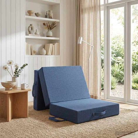 vidaXL Canapé-lit pliable 75 x 63 x 45 cm Bleu (1/5)