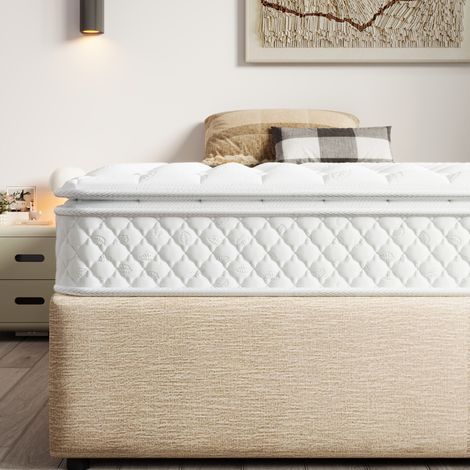 Matelas à ressorts ensachés 160x200x25 cm blanc en polyester avec 7 zones, soutien H3 et housse respirante (1/5)