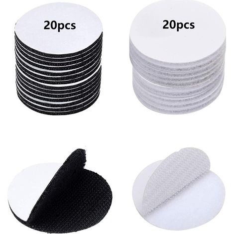 40 autocollants ronds à gratter, attaches auto-agrippantes rondes, 20 noirs, 20 blancs, diamètre 60 mm (1/5)