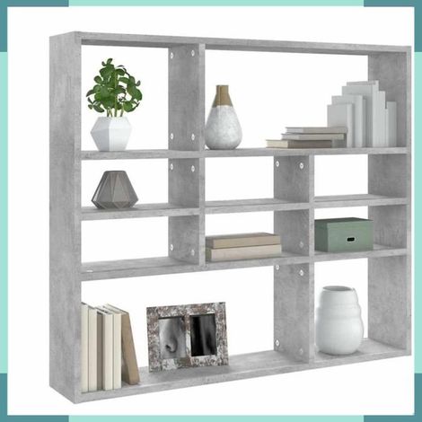 802943 étagère murale Gris béton 90x16x78 cm Bois d’ingénierie (1/5)