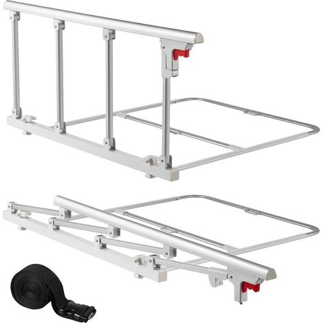 Barrière de Lit Pliable VEVOR Rail de Sécurité Anti-Chute Hauteur Réglable avec Sangle 975 mm Aluminium HFK-5115-1 (1/5)
