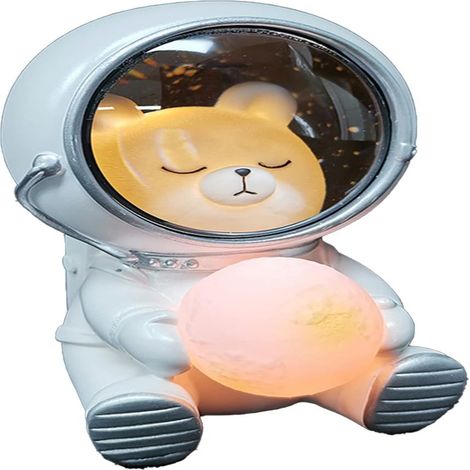Veilleuse astronaute en résine, lampe de table décorative en forme de chat pour chambre d'enfant et bureau (1/5)