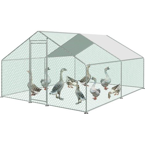EINFEBEN Enclos poulailler grillagé avec porte latérale et toit dôme 12 m² 3x4 M (1/5)