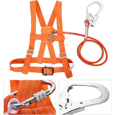 Harnais de sécurité 6 points ajustable pour travaux en hauteur - Ceinture de sauvetage avec boucle large et corde intégrée de 3m (1/5)