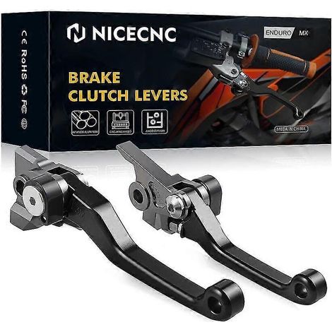 Nicecnc Motocross-Brems- und Kupplungshebel für KTM 250, 300, 350, 400, 450, 500 EXC, EXCF, SX, SXF, XC, XCF, XCW (2014–2022), Husaberg und GasGas – Schwarz (1/5)