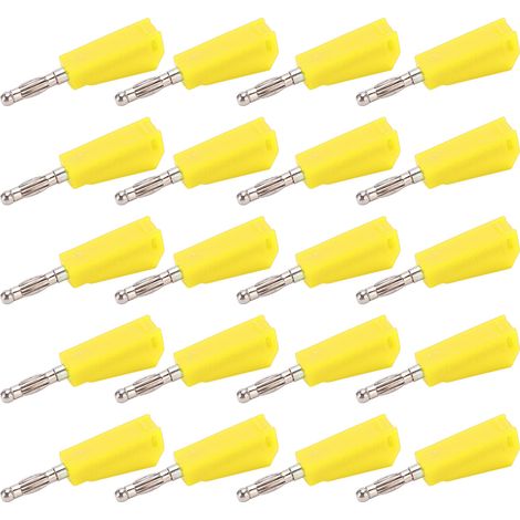Connecteur de type lanterne à fiche banane de 4 mm en cuivre pur, connecteur accessoire pour instrument pédagogique enfichable et empilable, 20 pièces par paquet, jaune. (1/5)
