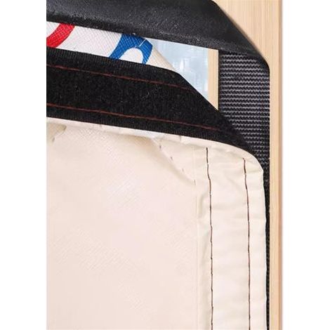 Wärmedämmender, magnetischer Türvorhang mit transparenten Kunststofffenstern, winddicht, dick, temporäres Winter-Moskitonetz, für Terrasse, braun, passend für Türen 84 x 206 cm (33 x 206 cm). (1/5)