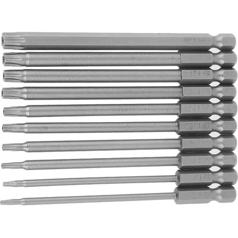 10 pièces embouts tournevis étoile BST 100mm queue hexagonale 1/4 pouce acier S2 pour vissage percussion (1/5)