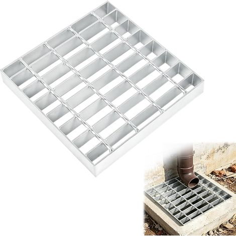 Grille Caillebotis Carré Galvanisée 226x226x30mm Maillage: 25/45mm Capacité 900kg sans Cadre Caillebotis Exterieur pour Drainage, Regard Lumière, Porte de Garage, Jardin, Terrasse (1/5)