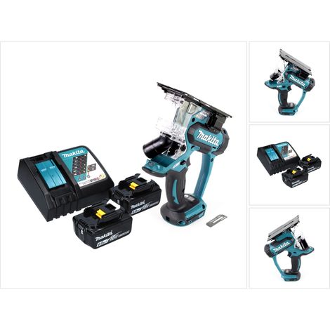Makita – Scie à plâtre sans fil 18V – 2 batteries 6,0Ah – Profondeur de coupe 30mm – Moteur Brushless pour faible vibration - DSD 180 RG