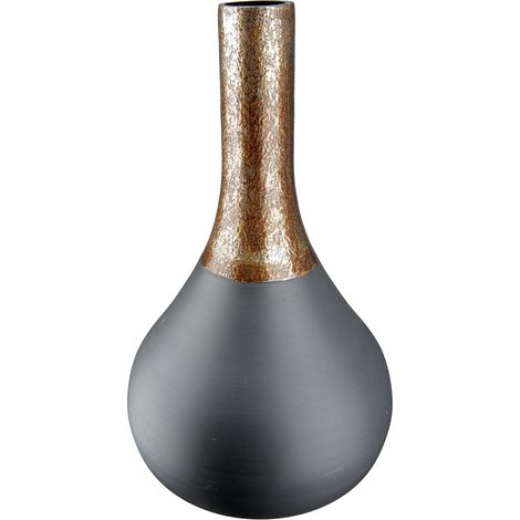 Vase décoratif en Verre - Vase à Fleurs - Décoration Moderne pour Le Salon, la Table - Couleur : Noir et doré - Hauteur : 37 cm (1/3)