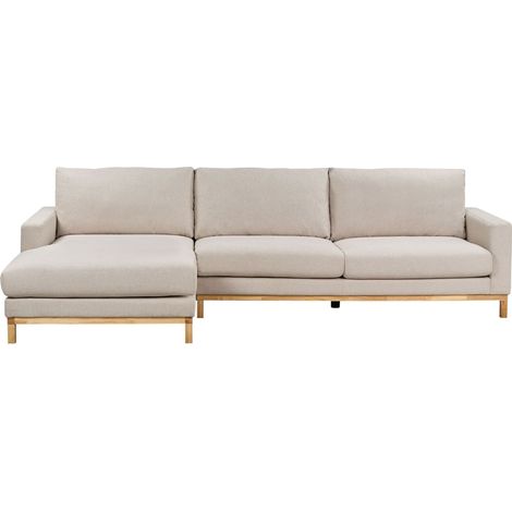 Corner Sofa 4 Seater SIGGARD Fabric Beige Right Hand