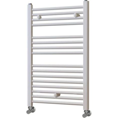 Porte-serviettes sèche-serviettes radiateur à intégrer dans un circuit d'eau chaude, tubes en acier laquée blanc 800 x 500. Compatible avec un réseau de chauffage standard (1/5)