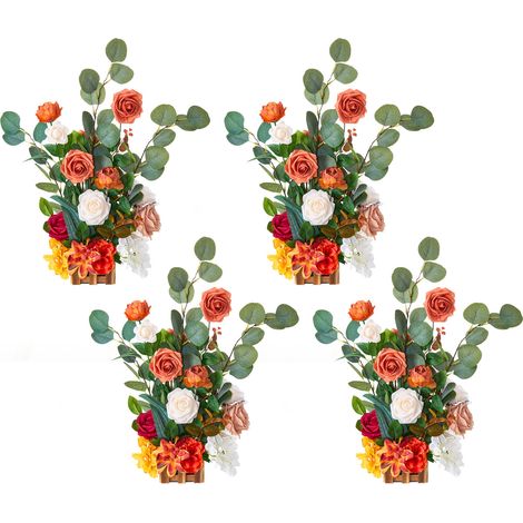 VEVOR - Composizioni floreali artificiali da 4 pezzi, alte 44 cm, per corridoi di matrimoni, centrotavola floreali arancioni per cerimonie, ricevimenti, feste, decorazioni per esterni