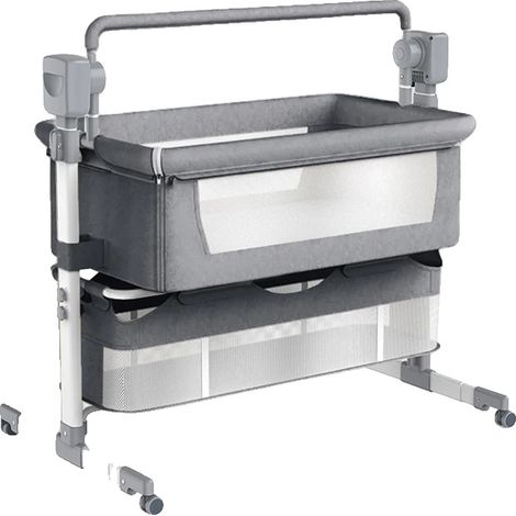 Cuna para bebé, columpio de cinco velocidades, altura ajustable, X601-GRIS MEDIO (1/2)