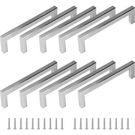10 x 128 mm Trou de Perçage en Acier Inoxydable Argent Poignées de Meubles Poignée de Barre (Diamètre du tube: 12 x 12 mm)