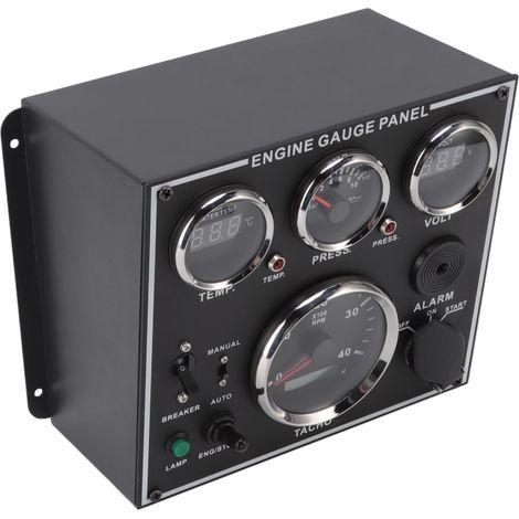 Wassertemperaturanzeige, Öldruckanzeige, Voltmeter, Drehzahlmesser für Generator, Wohnmobil, Boot, Schiff, 24V-Fahrzeug - Motorarmaturenbrett. (1/5)
