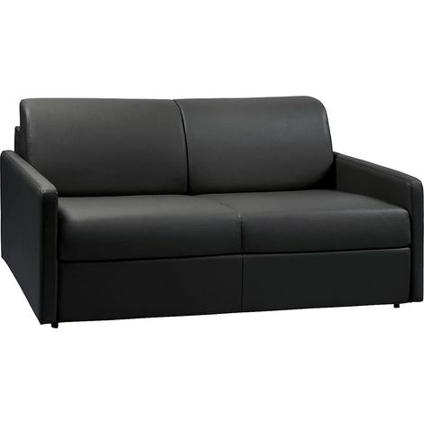 Divano letto 3 posti express in similpelle nera con seduta memory foam - Letto 140 cm - Materasso 14 cm - CALIFE (1/2)