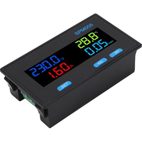 Voltmètre-ampèremètre numérique multifonction 8 en 1 avec écran LCD couleur et moniteur d'énergie CA 60-300 V 20 A (1/5)